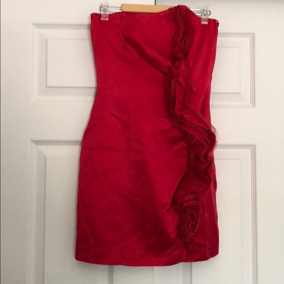 H&M size 4 red dress with raw edge detail - Picture 1 of 3